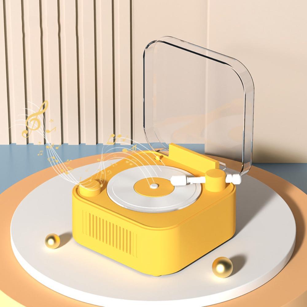 Bluetooth 5.0 Vintage Vinyl Record Speaker Stereo Sound Desktop Alarm Clock Speaker  Vintage Style
