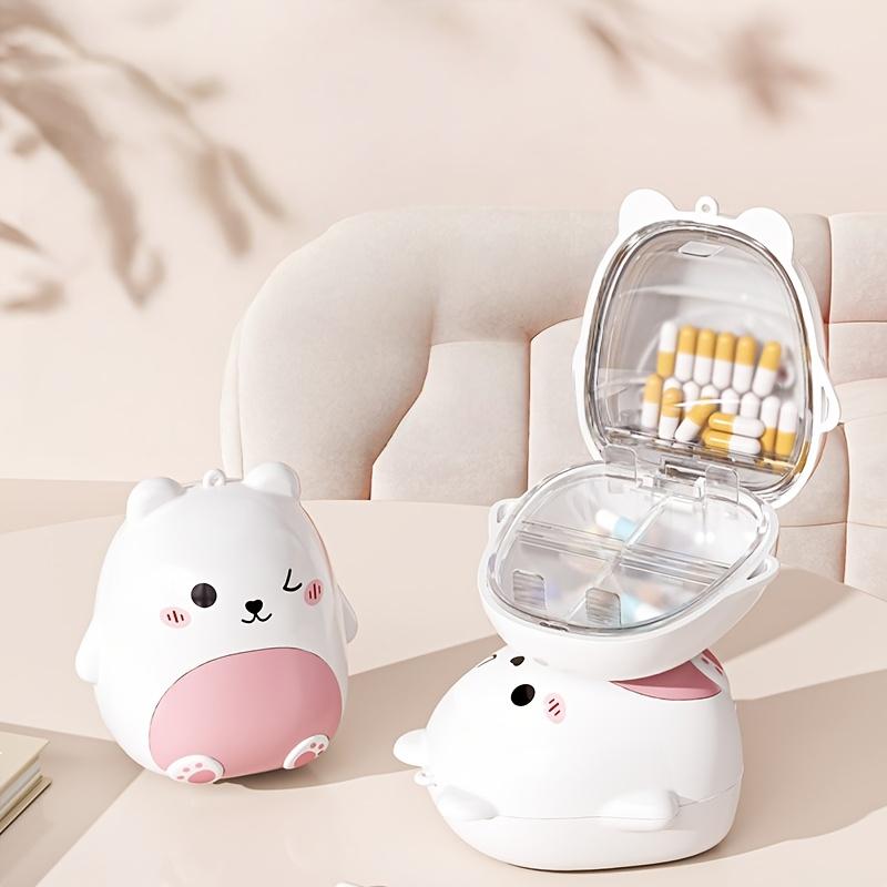 Portable Medicine Box Cute Bear Design Sealed Medicine Box Large Capacity Daily Medicine Storage Essential for Home Travel Organization