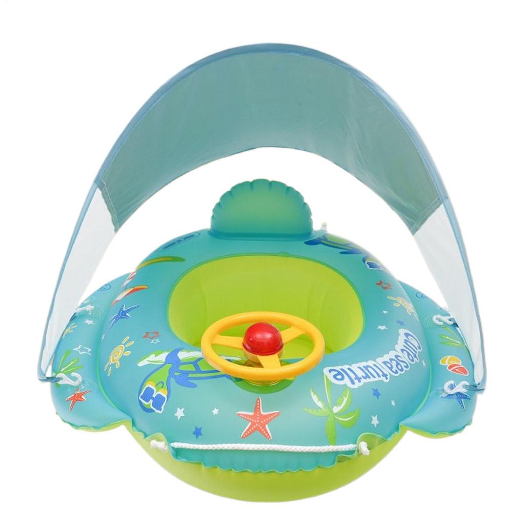 Baby Floating Swimming Ring With Sunshade Canopy Inflatable Floating Row Kids Summer Swimming Pool Circles Bathing Infant Rings