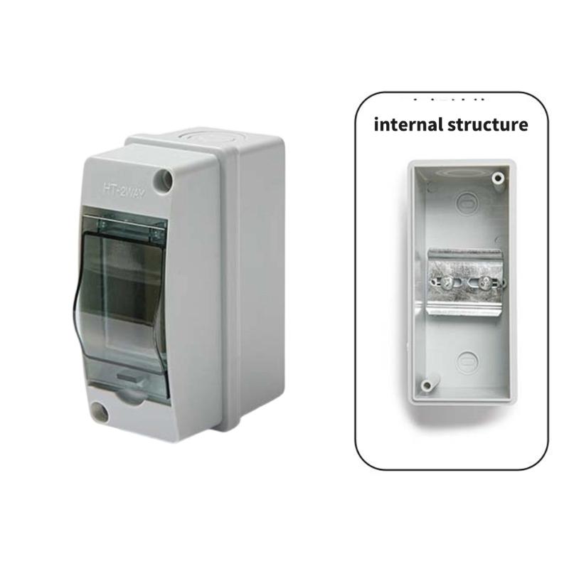 Wall Mount Electrical Distribution Box Outdoor ABS Housing with Clear Hinged Cover & Internal DIN Rail Layout