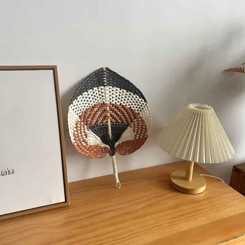1pc Bamboo Woven Hand-woven Fan Summer Fan Literary Cooling Fan Creative Hand-cranked Fan Home Room Living Room Office Decor