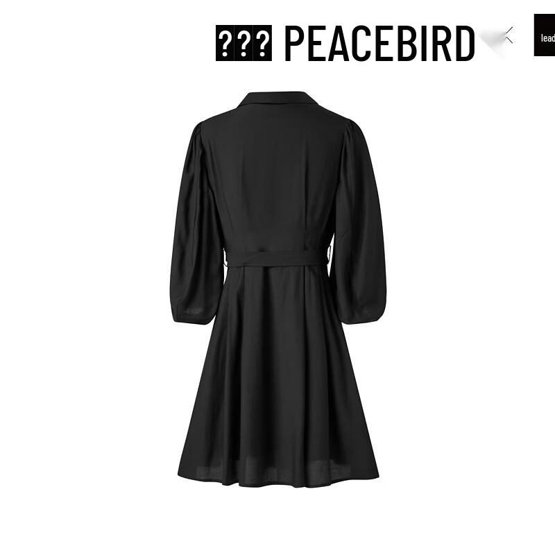 PEACEBIRD Women's V-Neck A-Line Shirt Dress