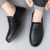 Cow Tendon Sole Men's Leather Shoes Summer Hollow Breathable Soft Sole One Pedal Driving Casual Shoes Soft Surface Soft Sole Business Shoes