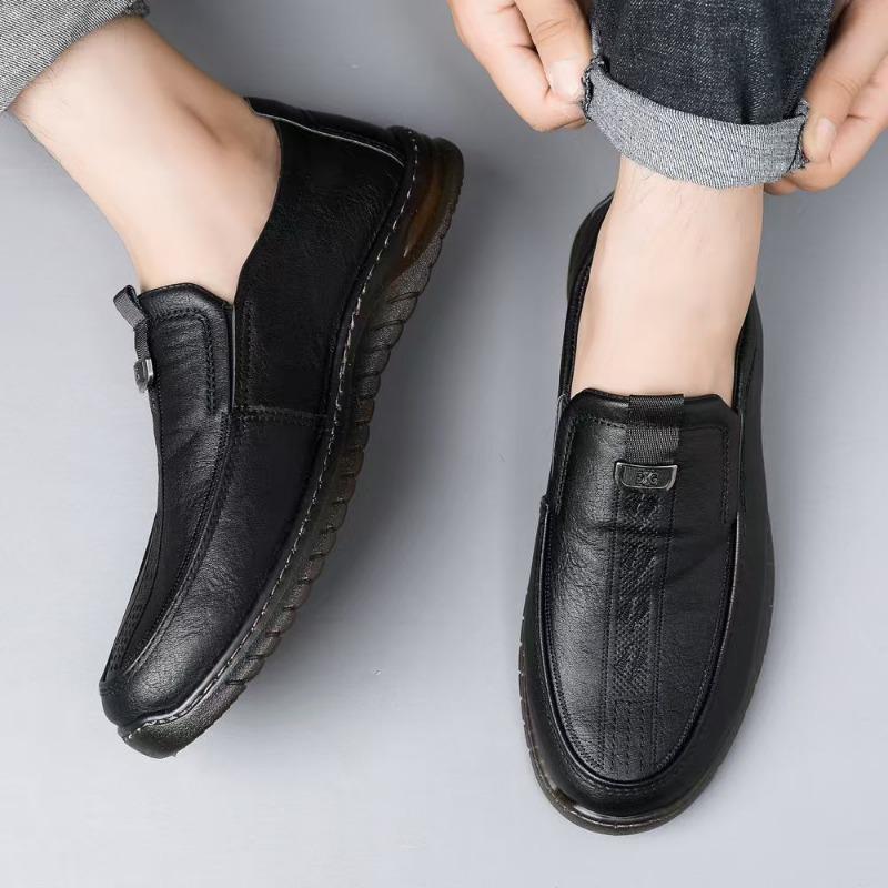 Cow Tendon Sole Men's Leather Shoes Summer Hollow Breathable Soft Sole One Pedal Driving Casual Shoes Soft Surface Soft Sole Business Shoes
