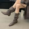 Autumn Suede Fashion Boots Women's 2025 New Versatile Retro Slim But Knee High Knight Boots Boots Boots