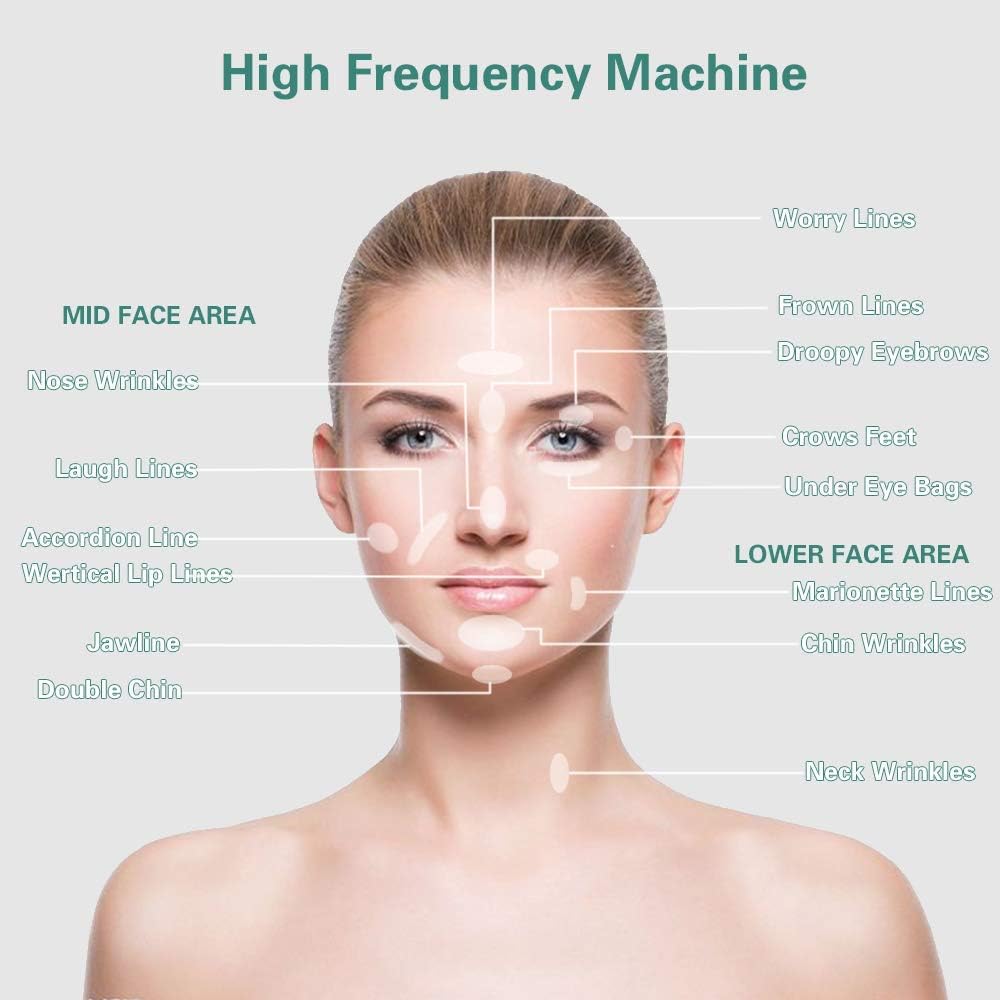 Skin Therapy Wand Portable Handheld High Frequency Skin Therapy Machine for Acne Treatment, Skin Tightening, Wrinkle Reducing