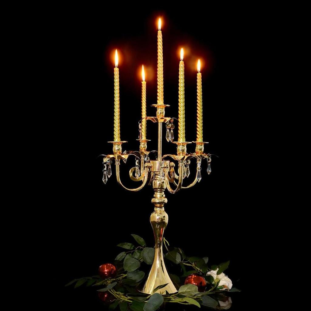 European Retro Five-Head Metal Candle Holder for Weddings and Restaurants