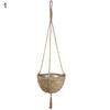 Straw Woven Basket Portable Suspended Wall Hanging Flower Plant Suspension Basket for Balcony