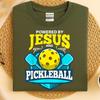 Powered by Jesus and Pickleball Shirt, Christian Pickleball T-Shirt, Funny Faith Sports Tee, Pickleball Lover Gift
