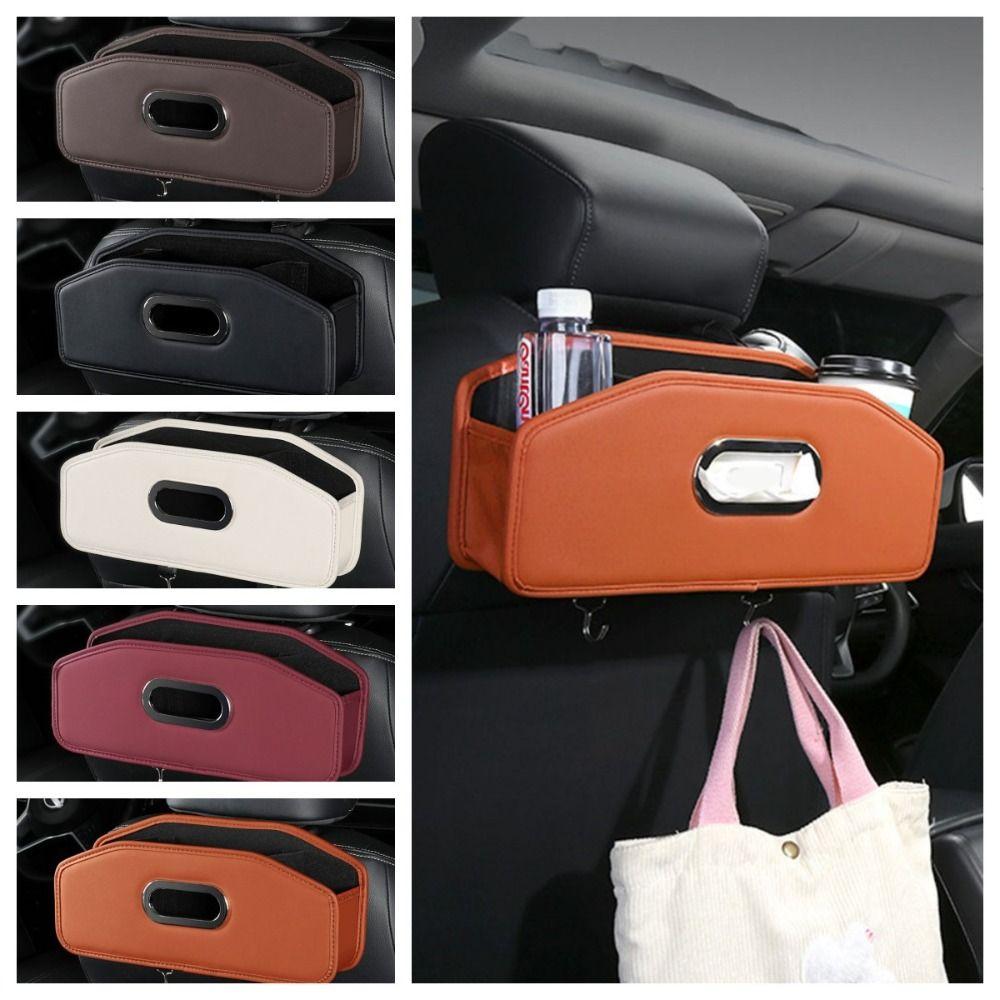 

Waterproof. Car Headrest Backseat Organizer with Hook Back Seat Storage Box Tissue Box