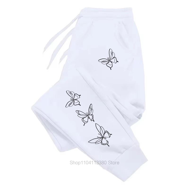 Butterfly Printed Pants Women Casual Loose Outdoor Sports Fitness Jogging Drawstring Sweatpants Fashion Long Pants
