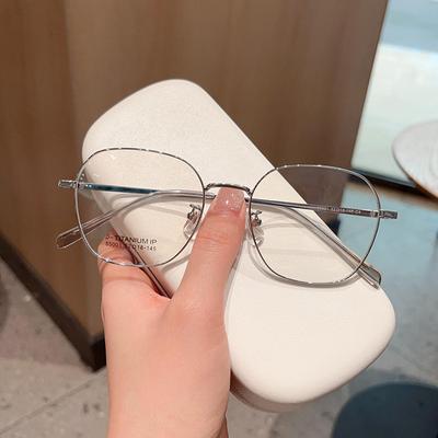 Retro Polygon Glasses Frame for Bare Face Female with Myopic Glasses Option Glasses with Diopters