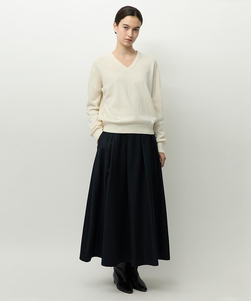 Leopeusaideuhwaiteulabel Wool Flared Skirt Dark Navy