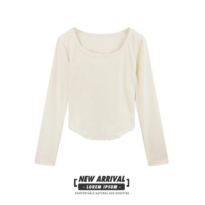 

Women s Slim Fit Long Sleeve U-Neck White T-Shirt for Autumn/Winter M