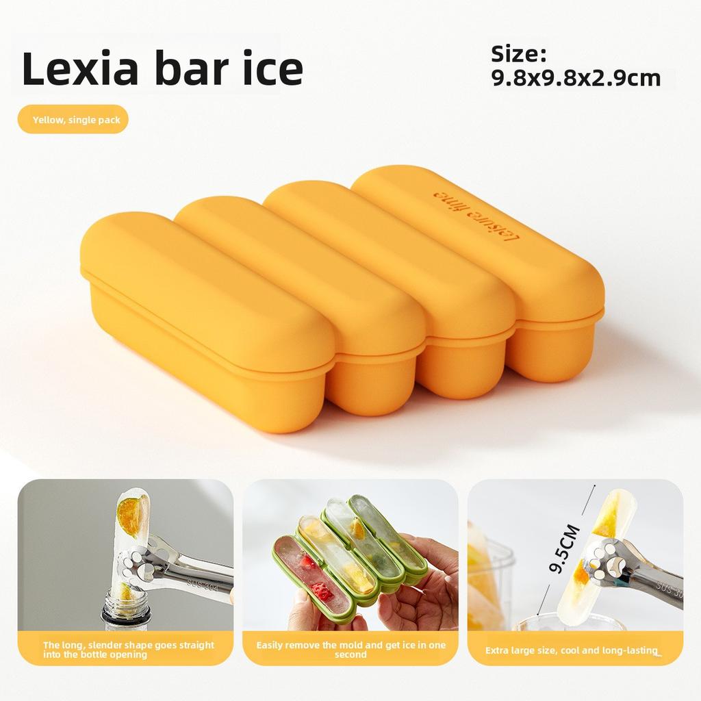 Silicone Ice Cube Tray - Long Rectangular Large Ice Cube Mold - Ice Making Box - Baby Food Box - with Lid - Household Square