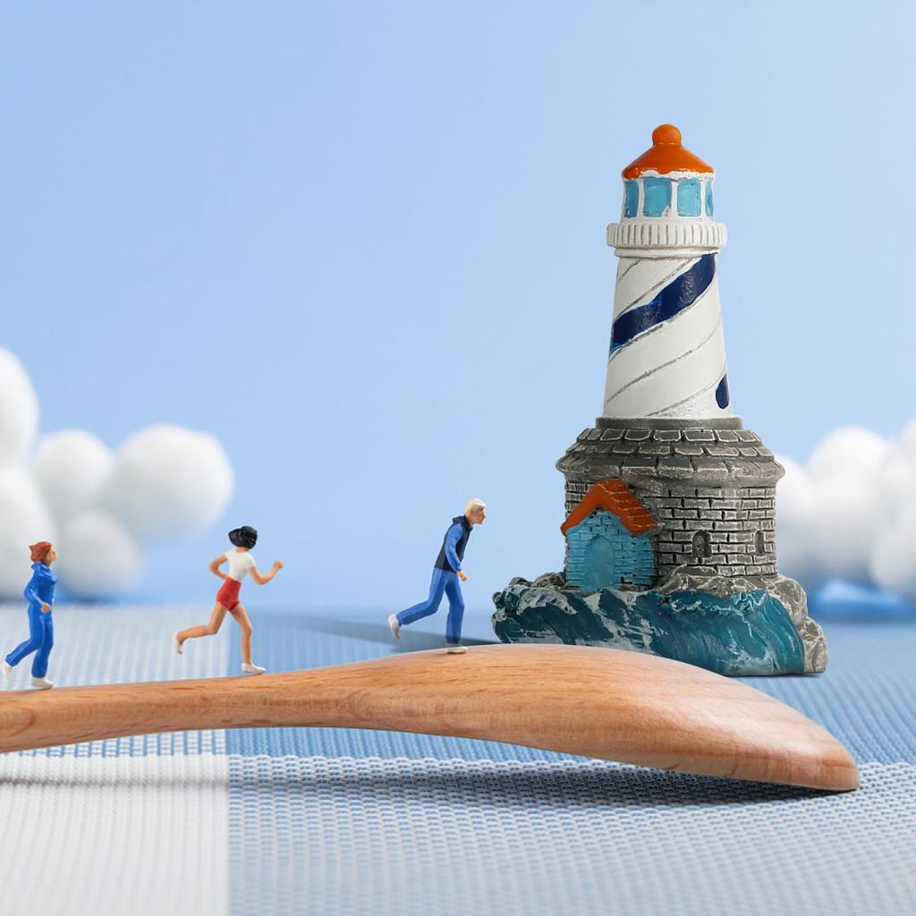 BESPORTBLE Mini Lighthouse Decoration Resin Mediterranean Lighthouse Figurine, Nautical Theme Decor Miniature for Landscaping