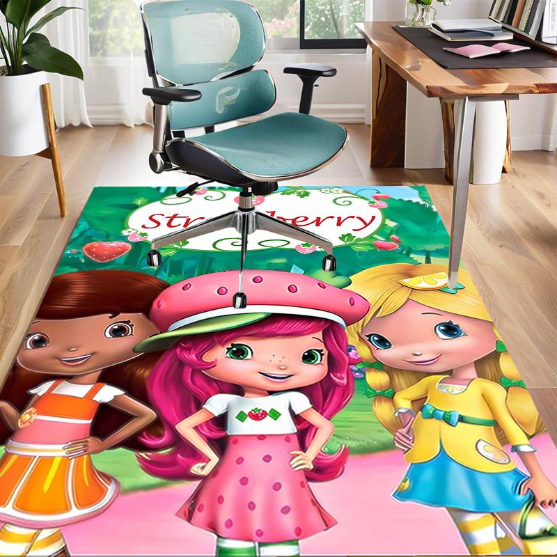 1pc Strawberry Princess5 Design Area Rug - Non-Slip, Soft & Cozy Floor Mat for Living Room, Bedroom, Office - Indoor/Outdoor Decorative Carpet