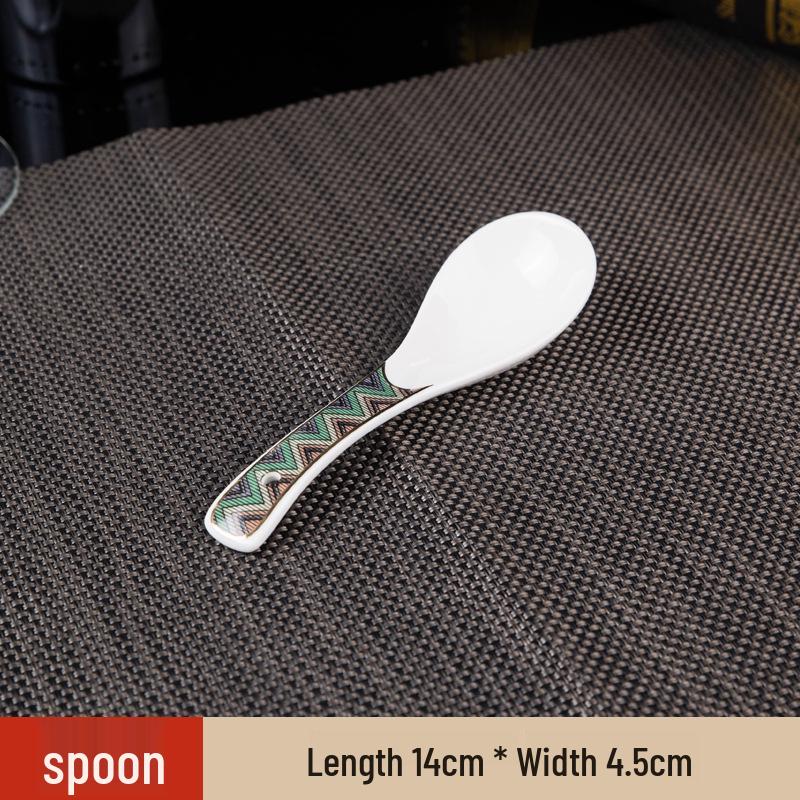 Luxury Ceramic Hotel Tableware Set: Rice Bowl, Plate, Cup, Spoon (Sterilizable, 4-Piece)