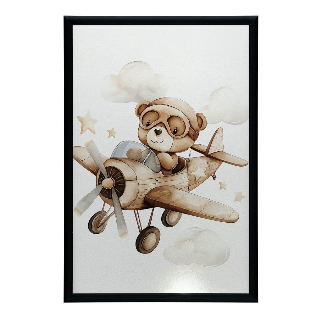 Plakat Latajacy Miś Plakat Latajacy Miś, 30X40 Cm, Rama Aluminiowa Złota, Papier Matowy 230 Gsm