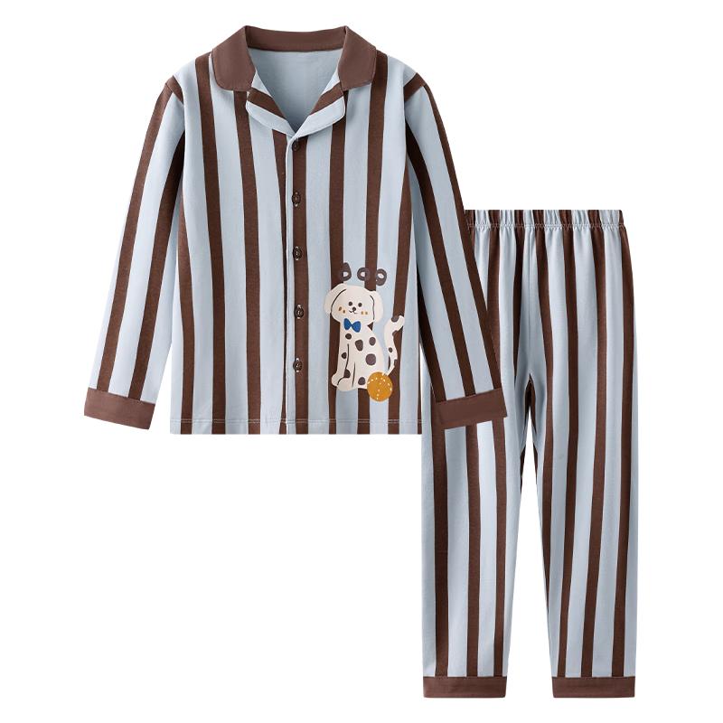 YEEHOO Boys  95% Cotton 7A Antibacterial Lapel Pajama Set 140