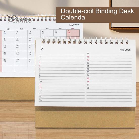 2025 Skrivebordskalender Small Stand Up Double-Coil Binding Månedlig kalender Dagsplanlegger Event Markeringstabell Kalender for hjemmekontorskole