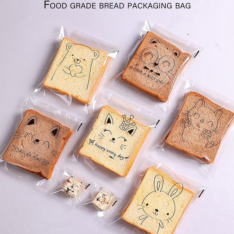 Lot de 100 sachets à pain adhésifs pour enfants, sachets à sandwichs, sachets à pain, sachets à sandwichs ...