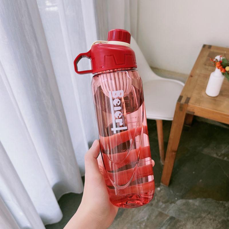 

Бутылка для воды 1 л со шкалой времени, фитнес-бутылки для воды на открытом воздухе с трубочкой, прозрачная, герметичная, мотивирующая спортивная чашка 750ml красный