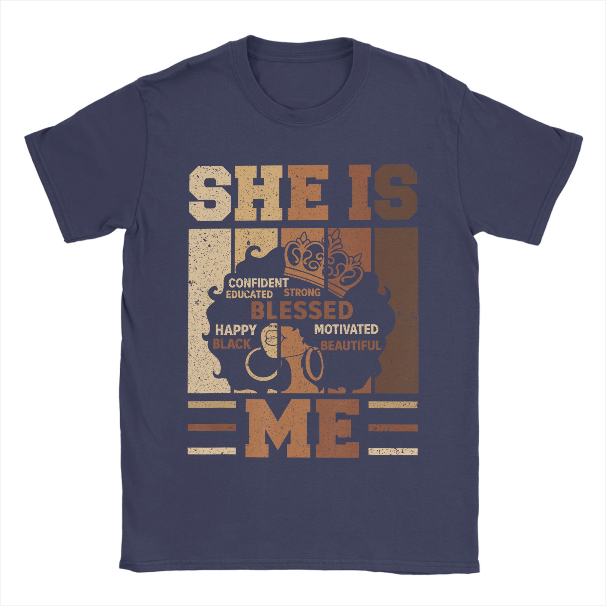 

She is Me Beautiful Blessed Afro Melanin Queen Black History T Shirt Summer Pure Cotton Tshirt Short Sleeve Vintage Top Tees 4XL