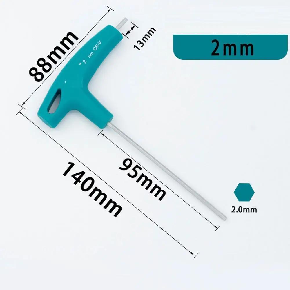 

Durable T-shaped Internal Hexagonal Wrench Steel Green Flat Headed Hexagonal 2mm Extended Rubber Handle Renovation