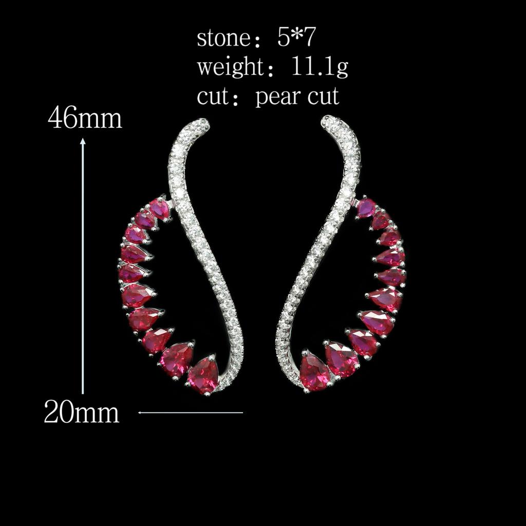 WUIHA 925 Sterling Silver Pear Cut Lab Sapphire Ruby High Carbon Diamonds Wedding Engagement Drop Dangle Earrings Fine Jewelry