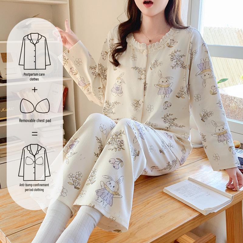 Adjustable Maternity Pajamas: Lightweight, Sweat-Absorbent Nursing Suit for Postpartum and Pregnancy Seasons