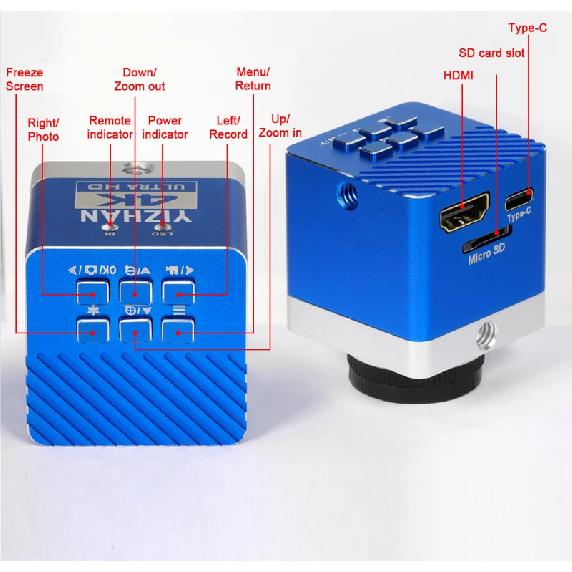 YIZHAN 150X Zoom Lens Electron Video Microscope 4K 49MP UHD Microscope Camera HDMI Type-C 1080P 60FPS Industrial Welding Tools