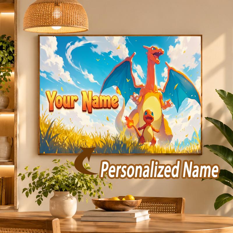 Charizard Custom Name Diamond Painting Personalized 5D Full Drill DIY Diamond Art Home Decor