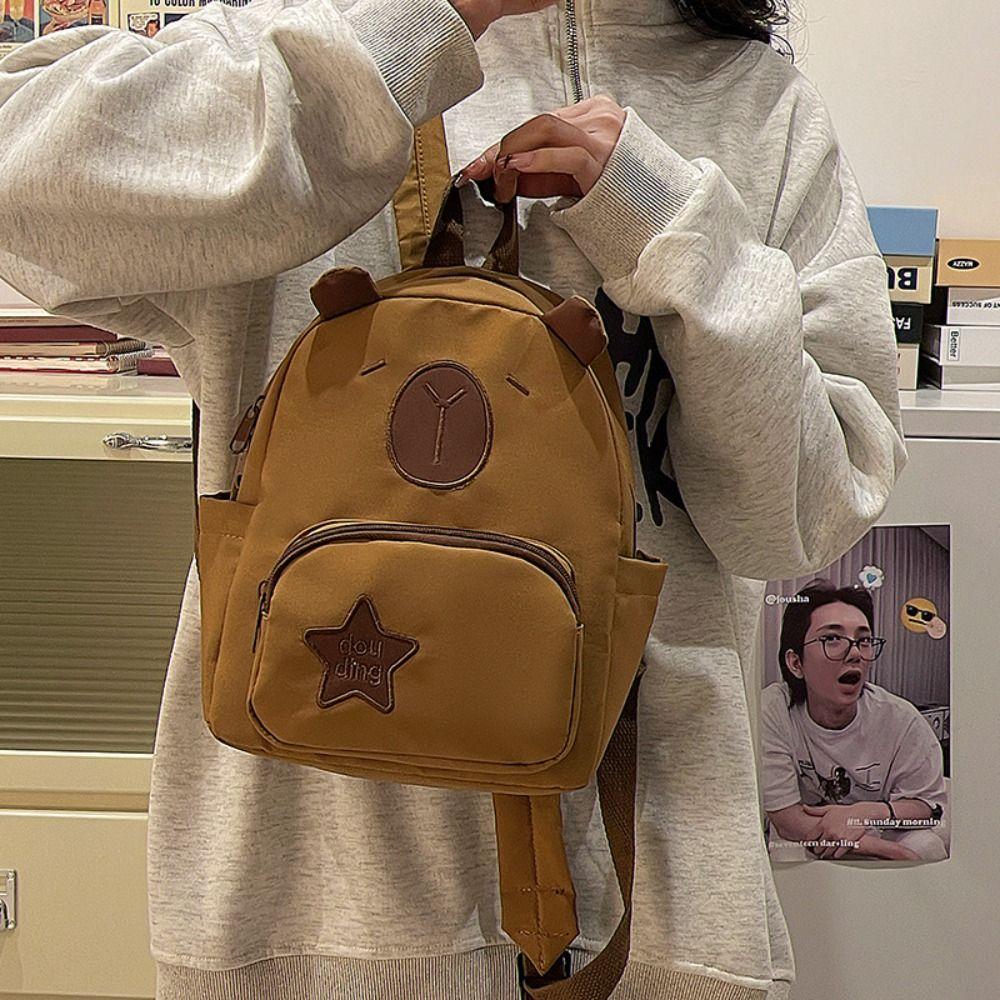 Animal Cartoon Capibala Backpack Cartoon Capybara Shoulders Bag  Daily Commute