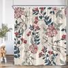 Pink Rose Floral Shower Curtains Rustic Flowers Green Leaves Modern Fabric Home Bathroom Decorative Bath Curtain Set With Hooks