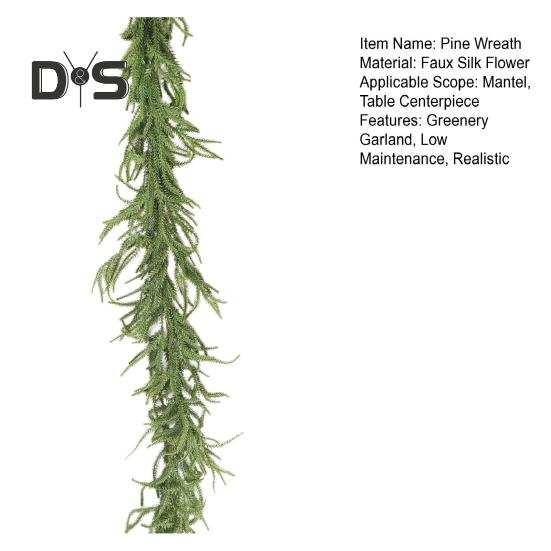 1 Pc/2 Pcs Faux Norfolk Pine Garland 6ft Realistic Artificial Pine Needles Wreath Xmas Greenery Garland for Indoor Mantel Table Centerpiece Decor