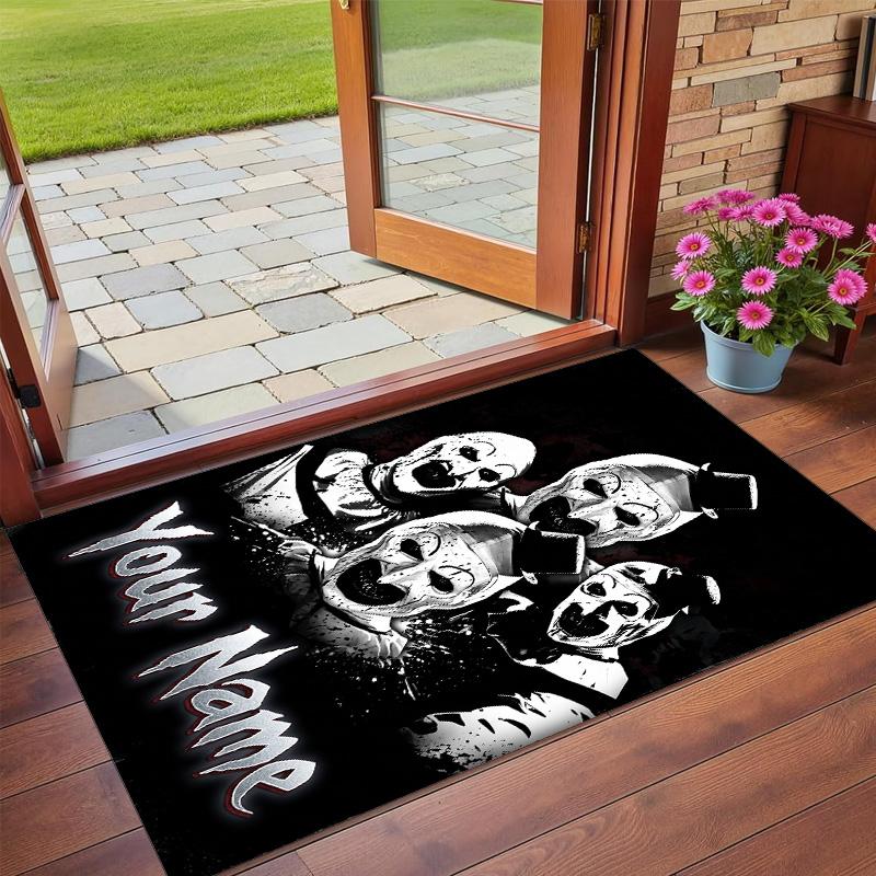 Crystal Velvet Rug Custom Name Text, Soft Non Slip Floor Mat Home DecorTerrifier Art the Clown