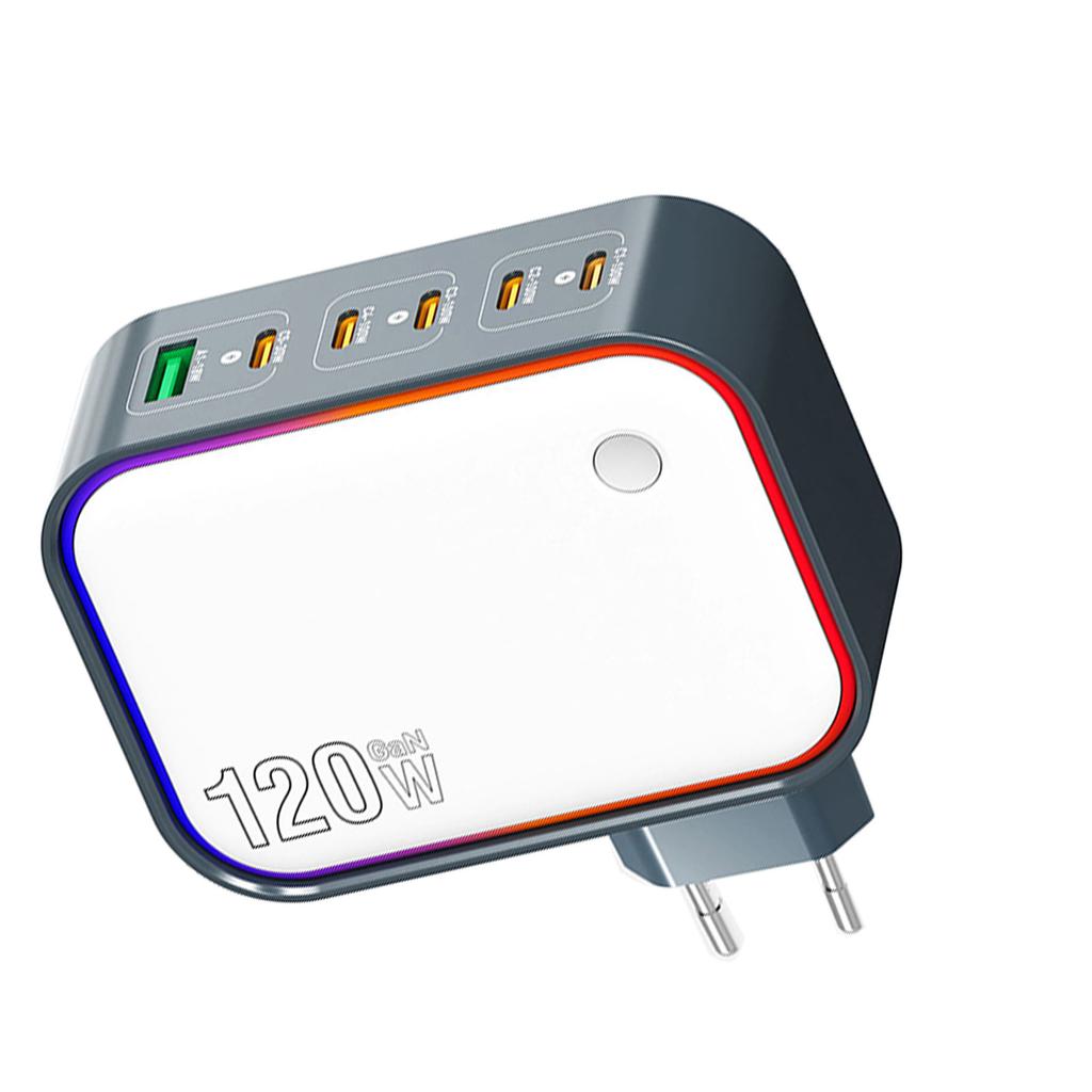 120W Ga N Charger 6 Ports Multi functional Charging Station Hub Portable for Business Travel EU Plug