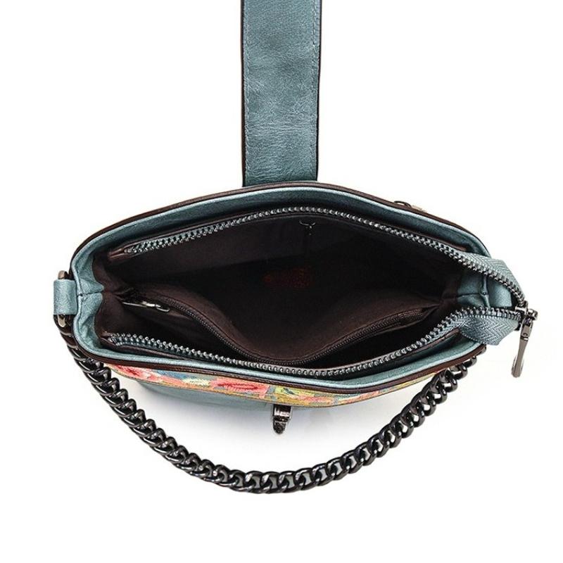 Retro Ethnic Style Embroidered Women's Shoulder Bags Soft PU Casual Ladies Messenger Bags Commuter Texture Women's Crossbody Bag for Mother's Day Gift