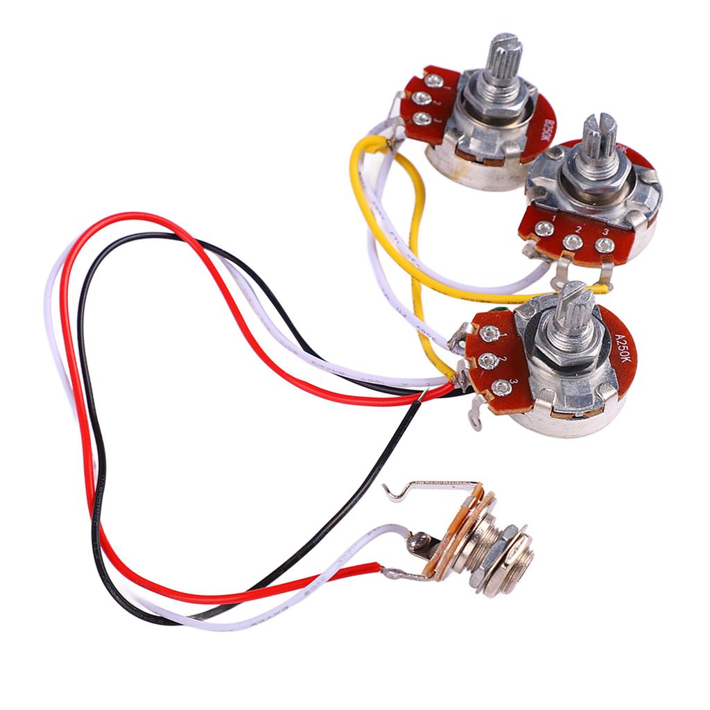 Guitar Potentiometer Kit Jazz Bass Wiring Harness 1 Volume 2 Tone Instrument Accessories A250K B250K with Jack