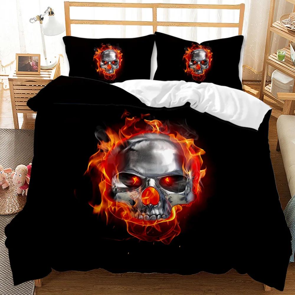 Sada povlečení s lebkami Halloween Muži Horor Gotika pro Kluky Dospívající Dospělé Jednolůžková Sada povlečení Queen King Size Polyesterový Povlak na peřinu