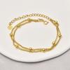 Double Layer Beaded Bracelet Women 18K Gold Plated Titanium Steel Geometric Design Lightweight Luxury Style