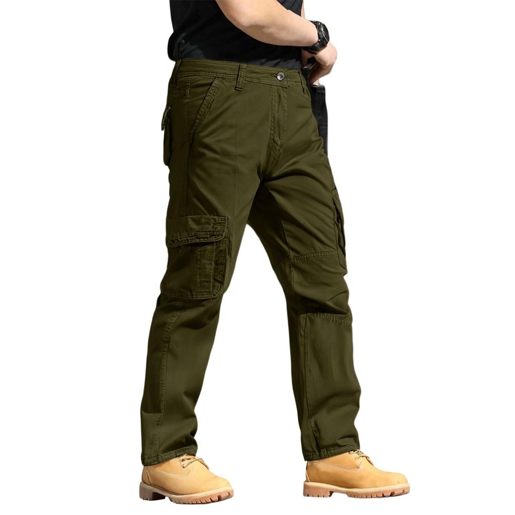 Men's Cargo Pants - Cotton Loose-Fit Comfortable Straight-Leg Multi-Pocket Trousers
