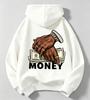 Y2K Street Style Kids' Hooded Sweatshirt with Money-handprint US Dollar Print and Loose Fit for Teenagers' Pullover Hoodie