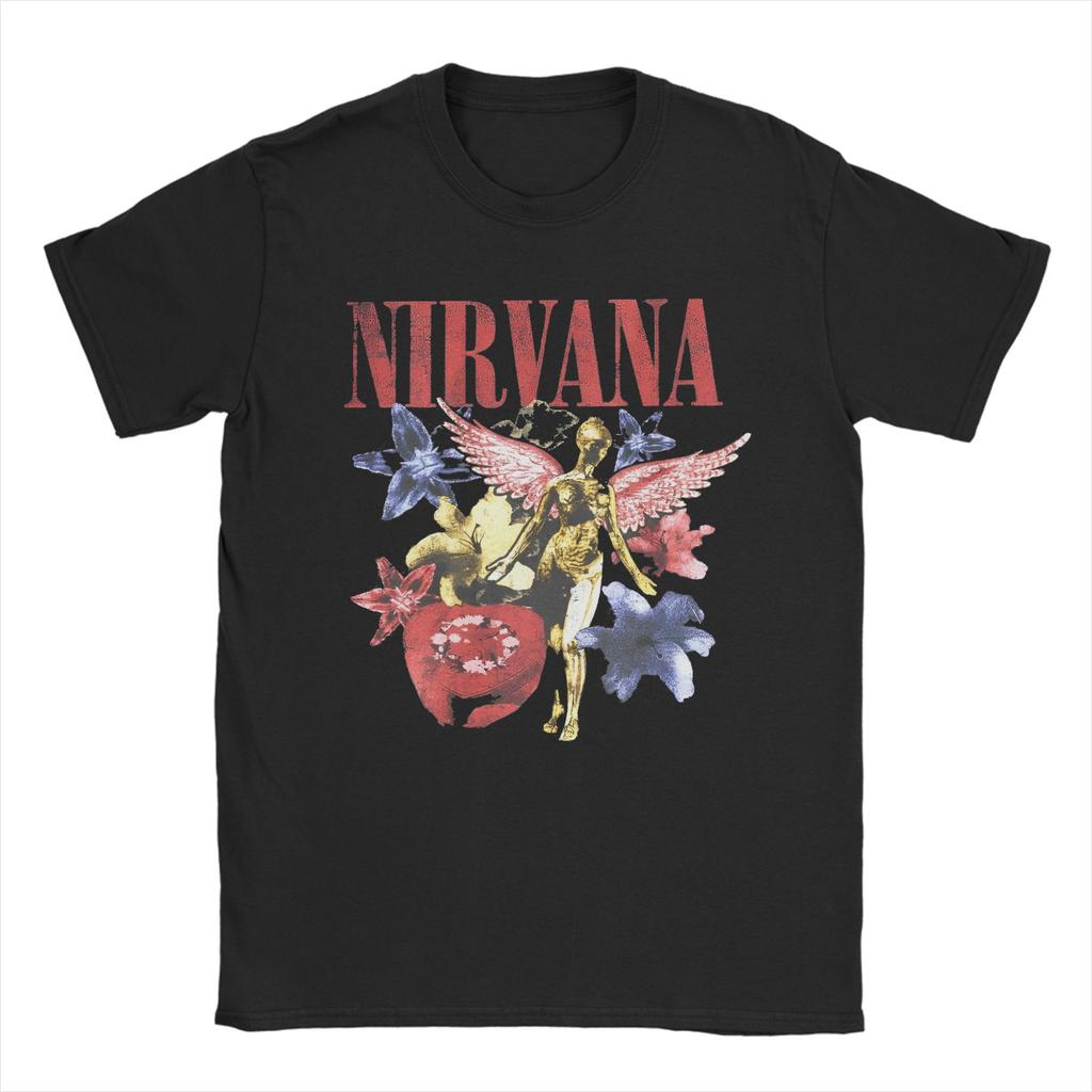 Kurt Cobain Guitar Rock-Nirvanas T Shirts Men Women 100% Cotton Vintage T-Shirts O Neck Tee Shirt Short Sleeve Clothes Plus Size