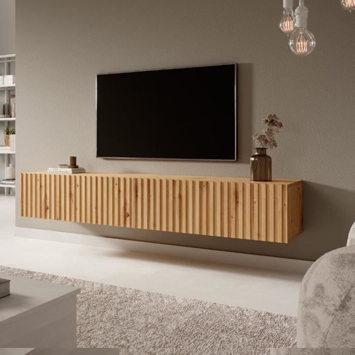 TV-Möbel - Handwerkliche Eiche - Telire - 175 x 31,6 x 30