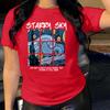 Cotton T-Shirt Short Sleeve Round Neck Women 2d Print Tops