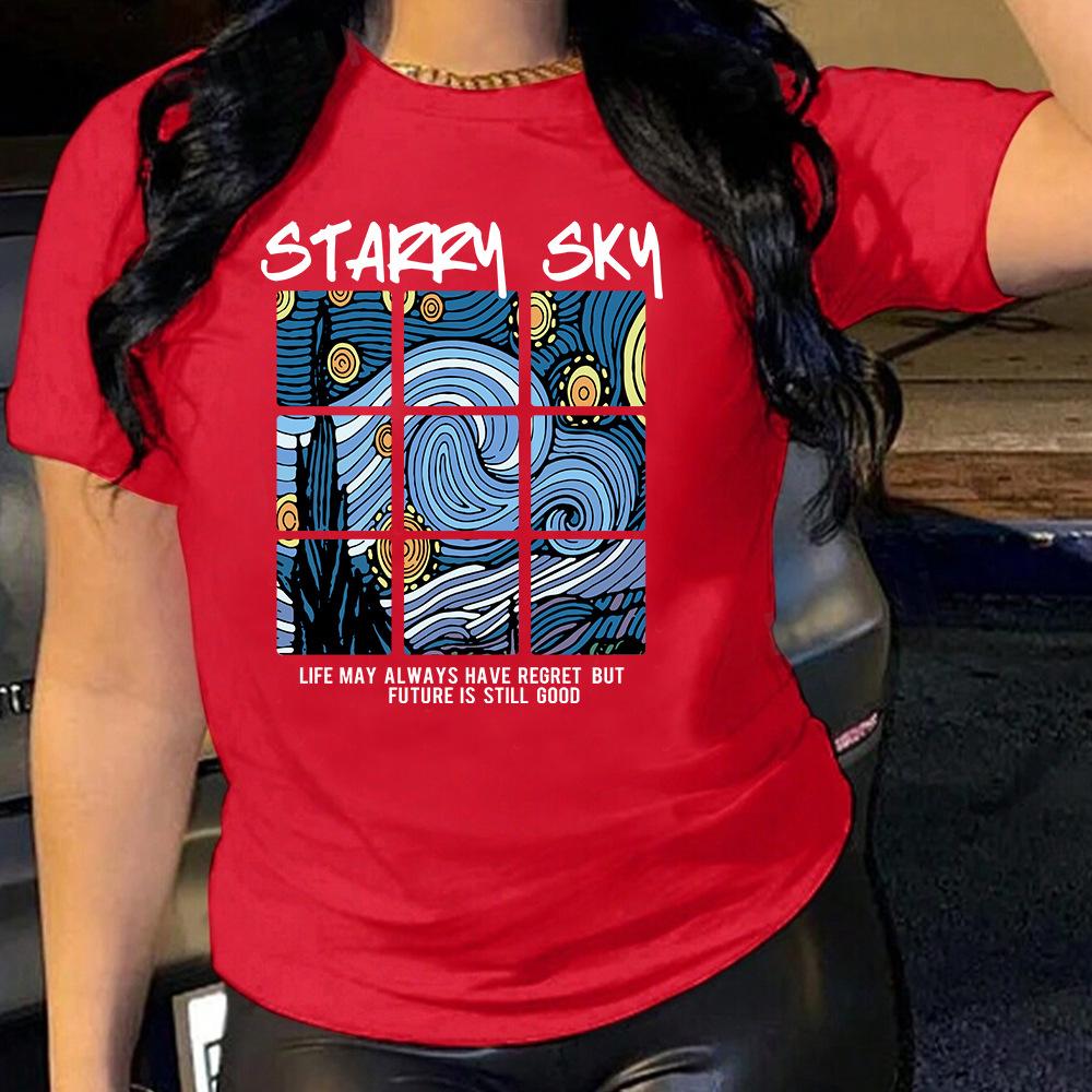 

Хлопковая футболка с коротким рукавом и круглым вырезом, женская, с 2D-принтом, топы XL