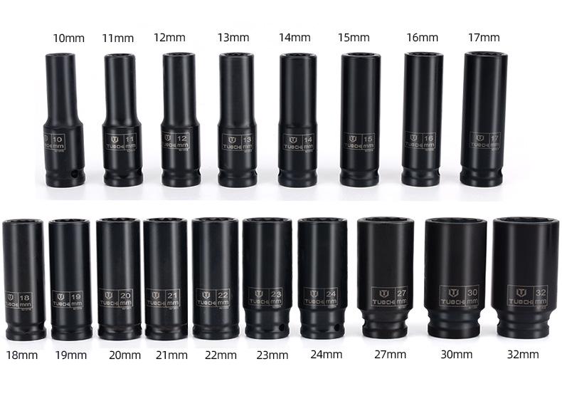 18-Piece Long Hex Socket & Air Wrench Set for Auto Repair