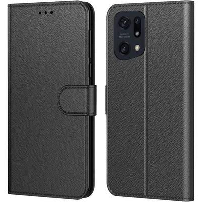 Protective Case - E.F.CONNECTION - OPPO Find X5 - Leather Effect - Black - Magnetic Closure